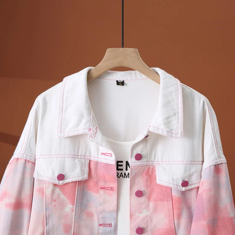 Women Denim Jacket Spring Autumn Korean Loose Short Long-Sleeved Color block Cowboy Windbreaker Female Outerwear 250609