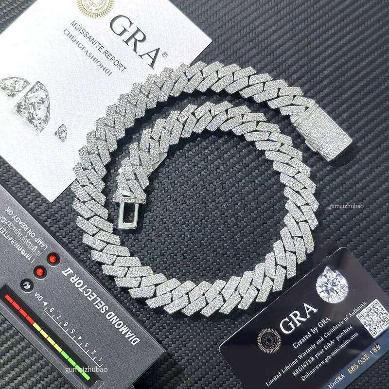 hip hop designer jewelry giftcuban k necklace 3 row moissanite 20MM gold chains for men prong chocker s personalize iced out chain