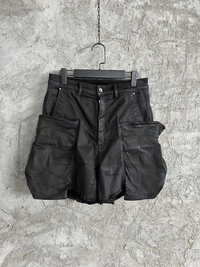 Men's Shorts Owen Seak Men Short Oil Wax Denim Jeans Casual Harem Cotton Gothic Clothing Summer Loose Black Size XL