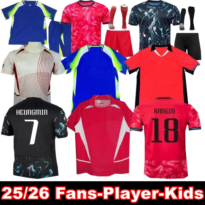 24 25 26 South Korea Soccer Jersey 2025 New HEUNG-MIN SON KANG IN LEE National Team Football Shirt Men Kids Kit Set Home Away Men Uniform Red Black Fan Player Version