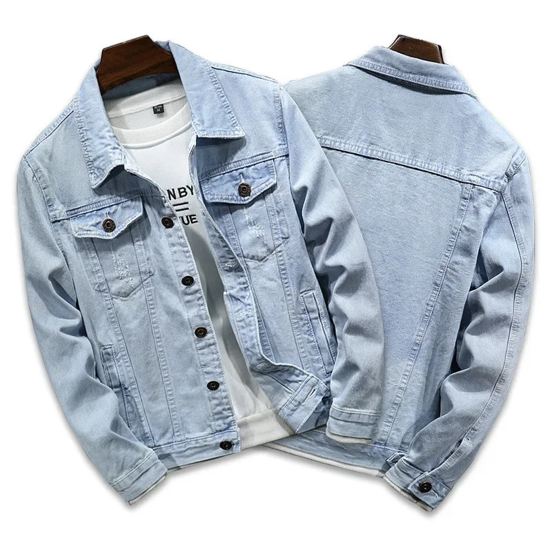 Pop Autumn Denim Jacket Men Turn Down Collar Coat For Retro Hip Hop Style With Multi Pockets Casual Streetwear 250614