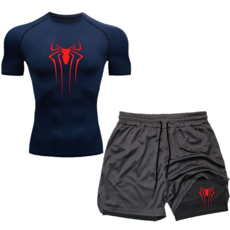 Hot Sale Summer Sports Suit Men Quick Dry Breathable Running Sportswear Casual Short Sleeve Set T-shirt Shorts