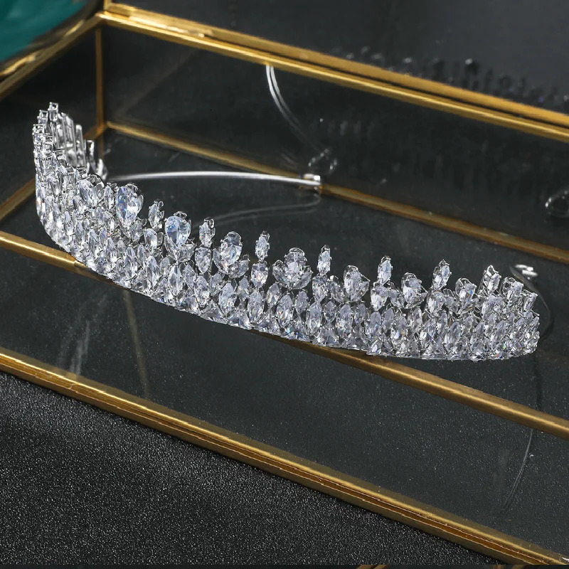 Wedding Crowns Tiaras For Bride CZ Zirconia Bridal Crowns Headband Women Girl Birthday Party Diadem Prom Hair Jewelry 250603