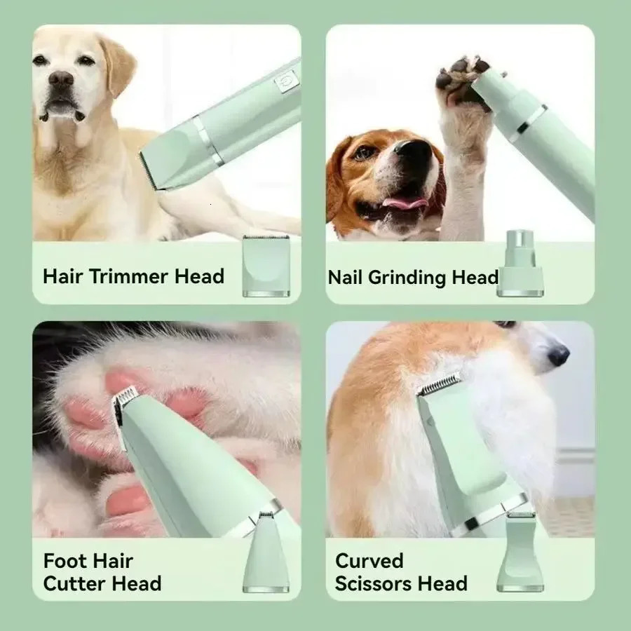 4-in-1 Multi-functional type c charge Dog Clippers Cordless pet Shaver Clippers Trimmers Low Noise Pet Grooming Tools 250614