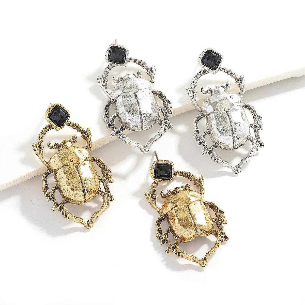 Trendy Maxi Beetle Earrings For Women Gold Silver Plated Alloy Exquisite Insect Jewelry Banquet Party Charm Accessories 250610