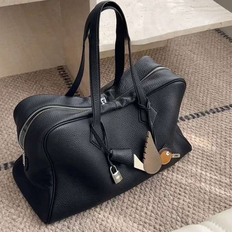 Leather Large Capaci Tote Women's 2025 New Bowling Commute Single Shoulder Boston Bag Casual Youth Leisure Handbag