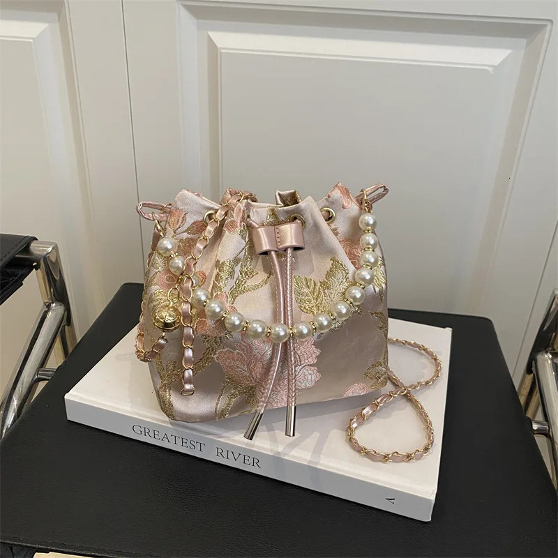 Pearl Women Handbags Chinese Style Female Bag Fashion Ladies Bucket Luxury Party Shoulder Crossbody Bags for Women 250614