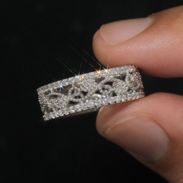 Choucong Handmade High Quality Wedding Rings Sparkling Luxury Jewelry 925 Sterling Silver Fill Pave White Sapphire CZ Diamond Elegant Hollow Flower Wo