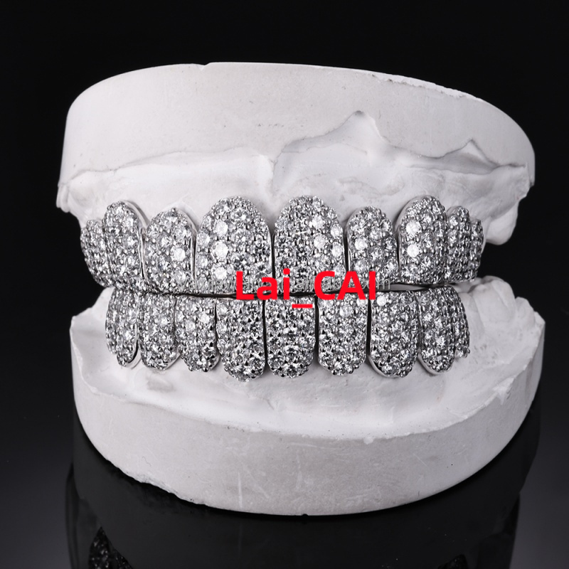 Custom S925 Silver 10K 14K Solid Gold Grillz Iced Out VVS Moissanite Lab Grown Diamond Grillz for Men Women