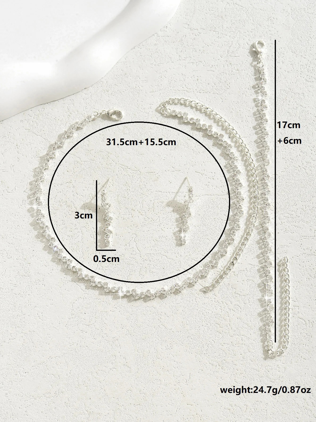 4PC Womens Fashion Copper Claw Chain Minimalist Necklace Earrings Bracelet Jewelry Set Wedding Banquet Party Holiday Gift 250609