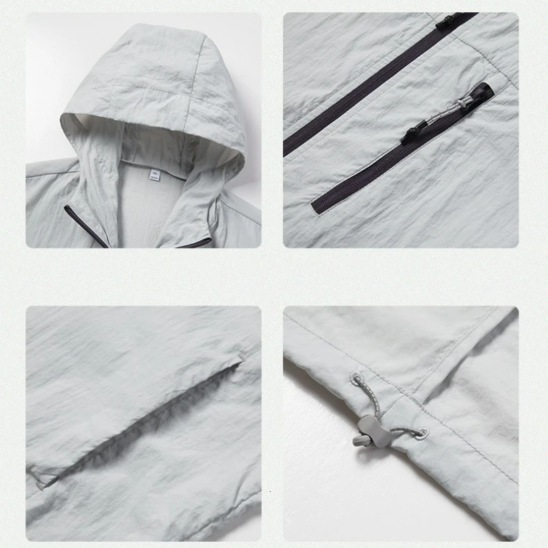 Lightweight Hooded Jacket Cool UPF50 Bicycle Fishing Sun Protection Coat Unisex Summer Ice Silk Quickdrying Skin Windbreaker 250614