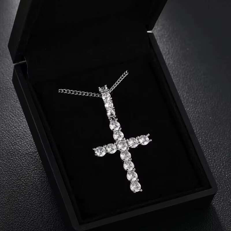 High Quality 925 Sterling Silver Mens Womens Hip Hop Cross Pendant 2.8cm*5.6cm 3.64CTW Moissanite Necklace Fine Jewelry