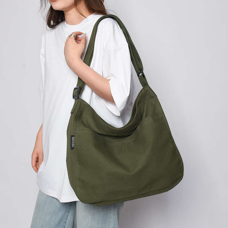 Canvas Crossbody Ins Large Capacity Casual Tote Shoulder Forest Style College Student Class Bag for Women