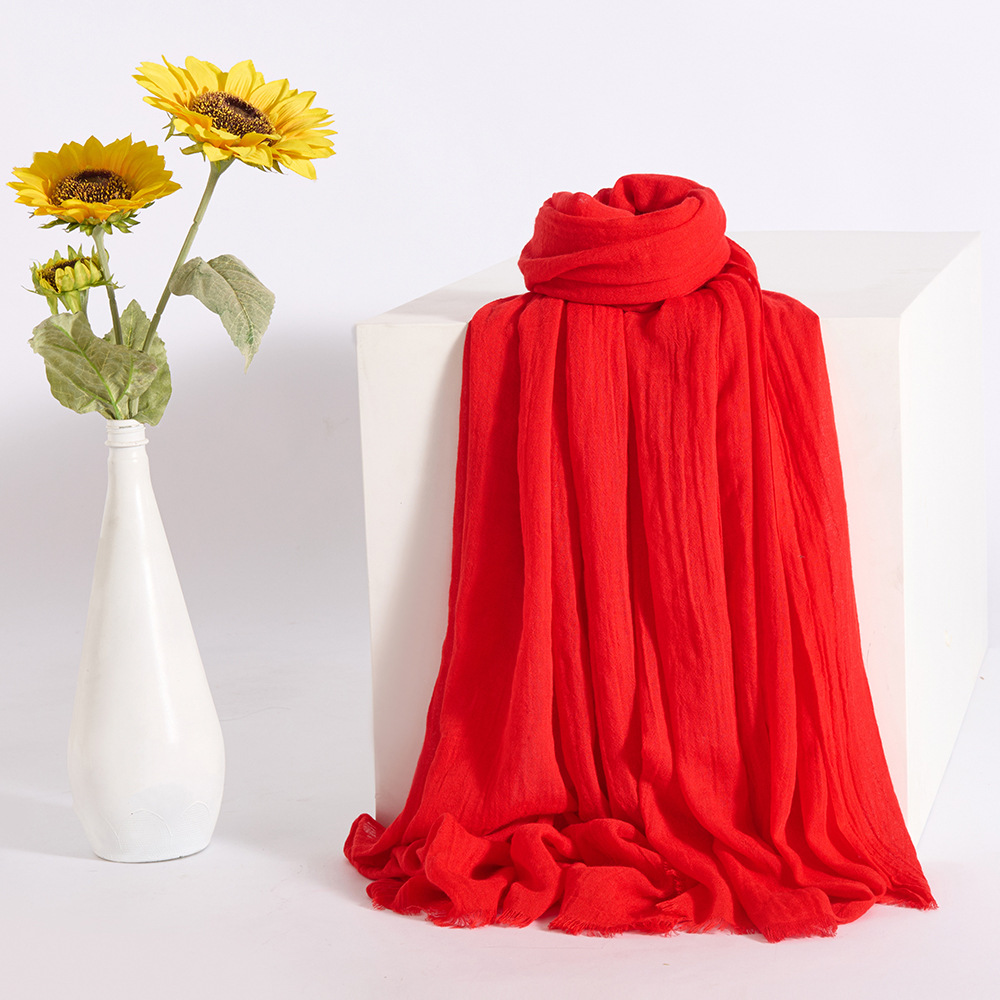 K1026 Spring and summer new European and American color thin scarf high-end women's versatile long air-conditioning shawl sunscreen gauze scarf