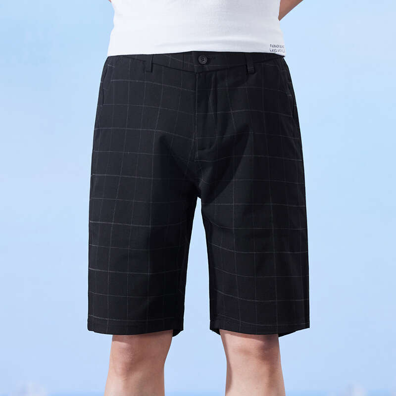 506 Men's Five-Point Thin Style Plaid Elastic Pants 2025 Summer New Straight Shorts Men