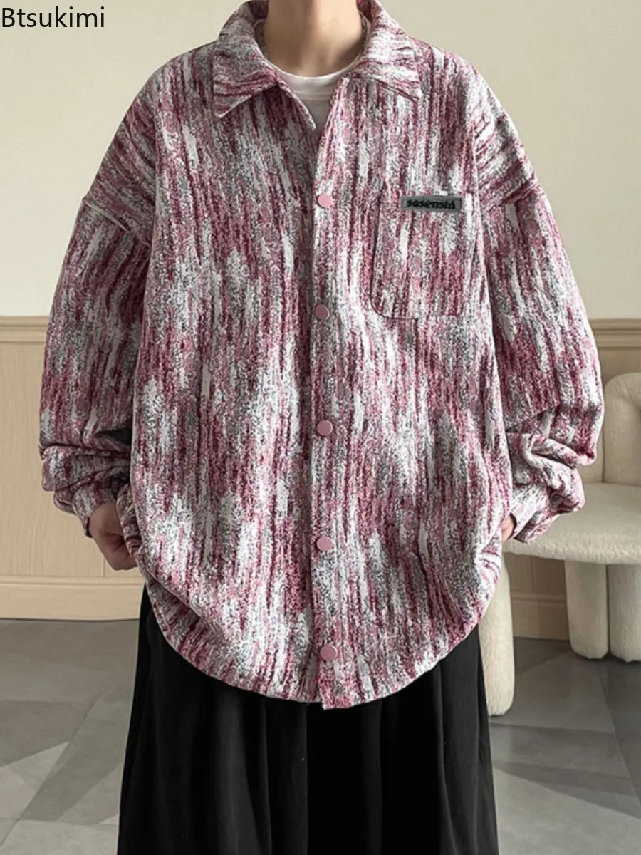 Spring Autumn Mens Denim Jackets Trend Tie Dye Cowboy Coats Loose Casual High Street Clothing Cool Jean Tops Youth Teen 250614