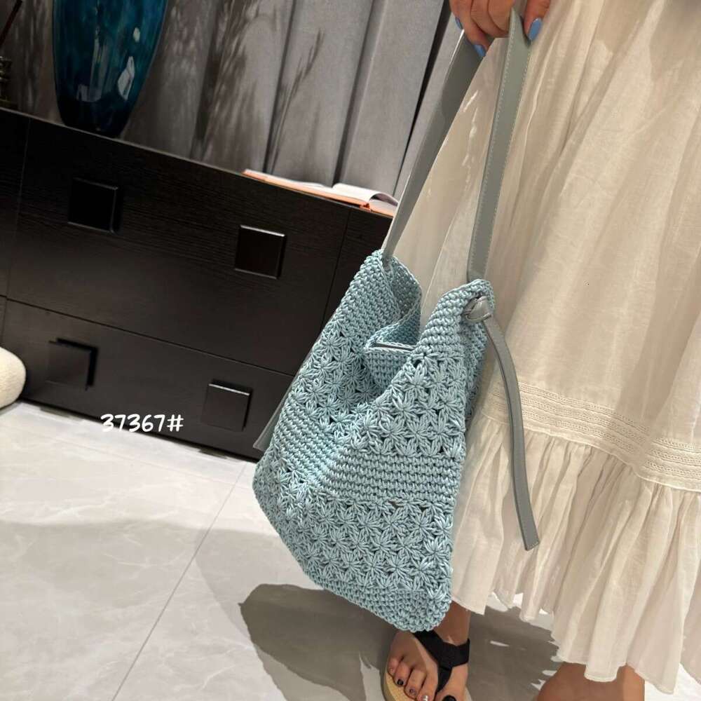 Wax Rope Handmade Crochet Large Capacity Tote Bag for Women 2025 New Fashion Versatile Beach Style Shoulder Handbag