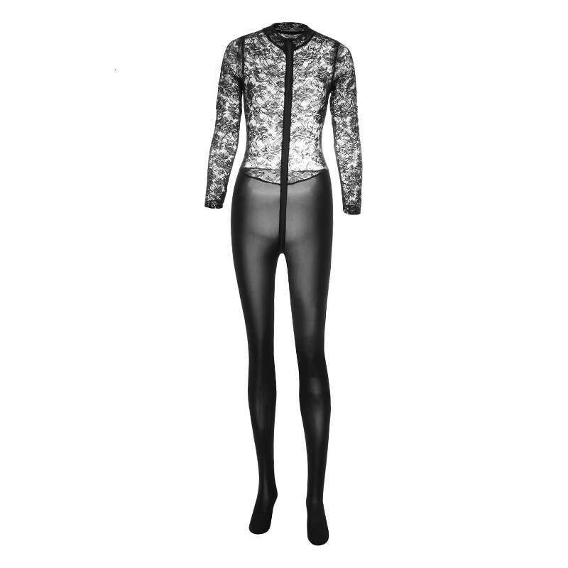 Spell Lingerie Porn Suits Sexy Lingerie Women S Lace See Through Double Zipper Crotchless Tight Fitting Plus Size One Piece Bodysuit F Sexy Lingerie