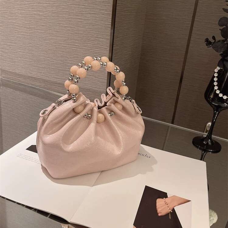 Bags 2025 Women's Trendy New Spring Summer Chain Shoulder Crossbody Beaded Handbag Cloud Bag