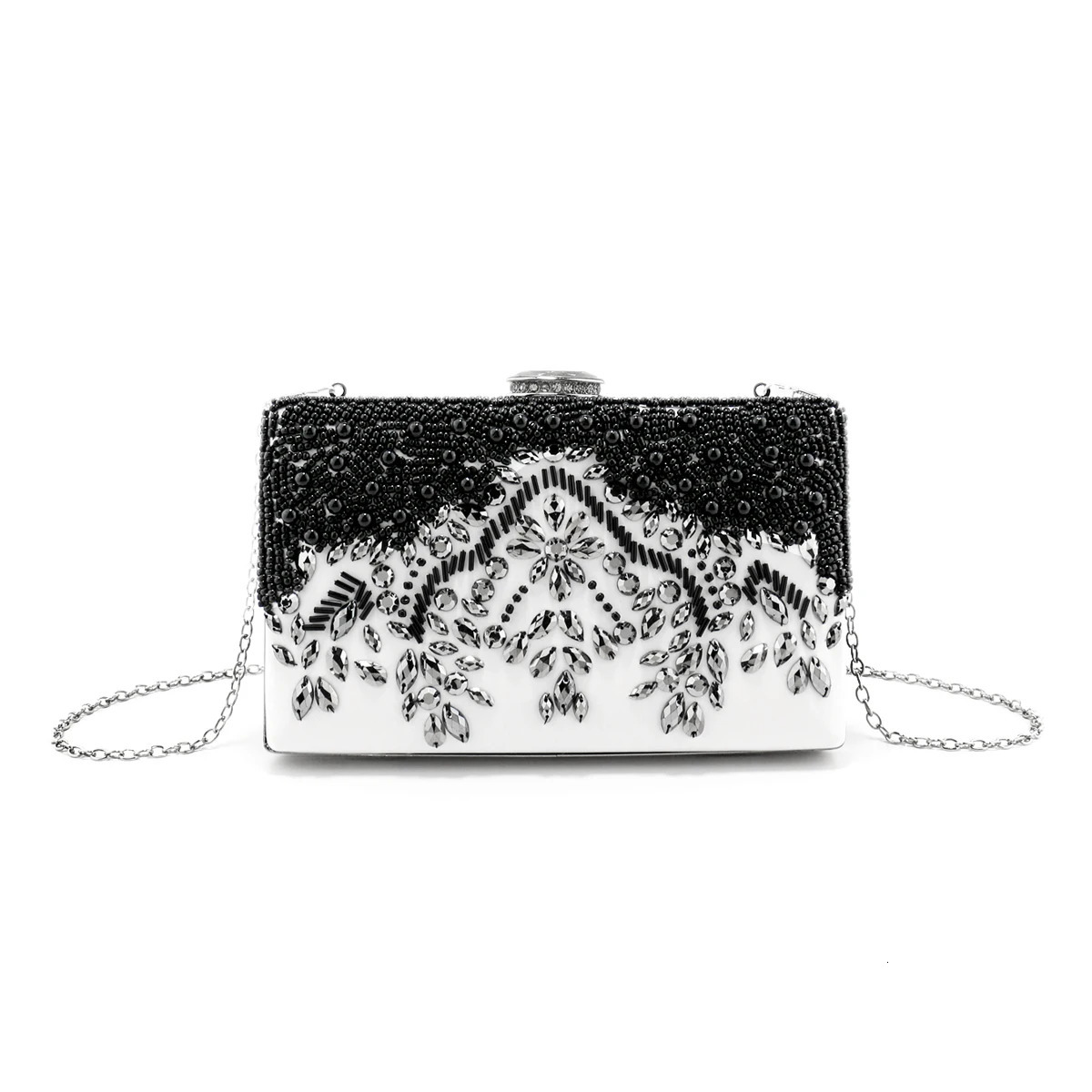 Fashion PU Beading Evening Bags Black Color Party Small Day Clutch One Side Pearl Embroidery Wedding Handbags Purse 250614