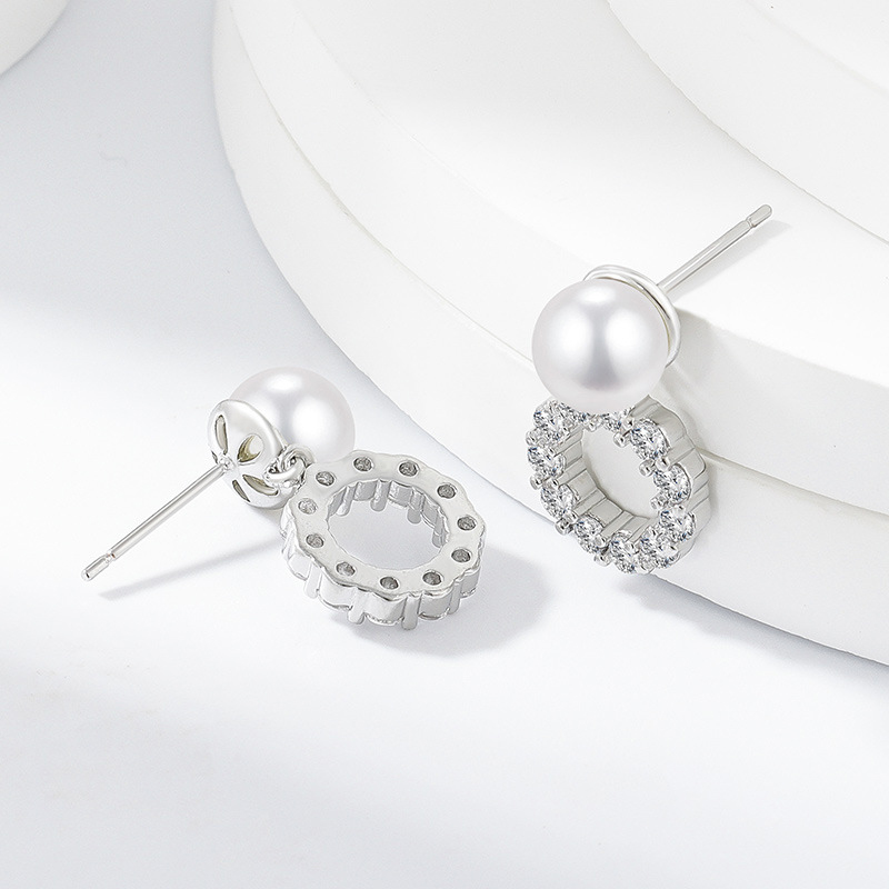 Personalized Exquisite Earrings - Long Dangling Pearl Ear Studs for Women Choker Style Pearl Drop Hoop Earring Set with 925 Silver needle pin