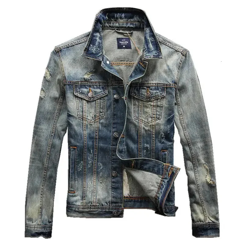 Autumn Trendy Denim Jackets for Men High Quality Vintage On Board Cowboy Coat Korea Washed ner ed Outerwear 250614