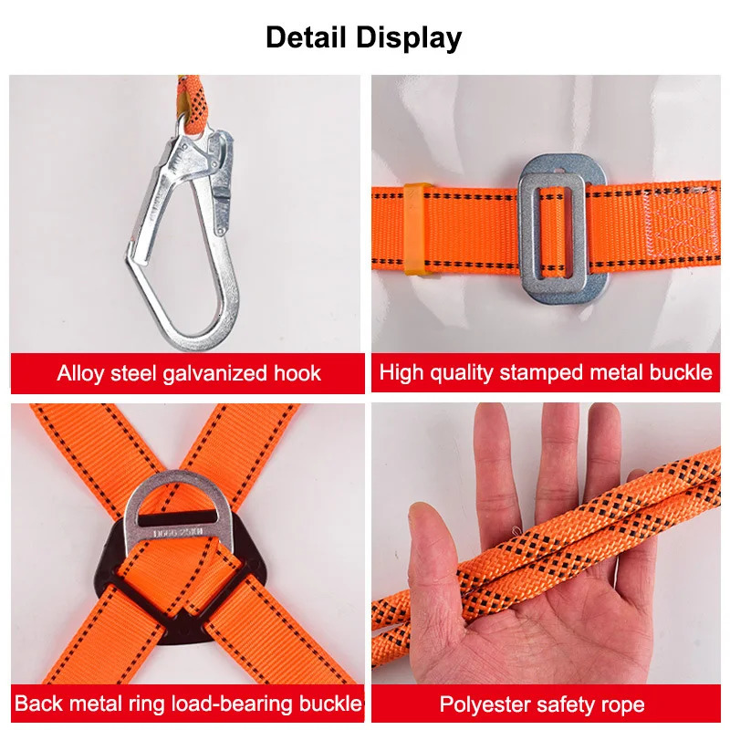 FivePoint Safety Harness Aerial Worker Outdoor Construction Protection Waist Belts Belt Rescue with Survival Rope Hook 250611