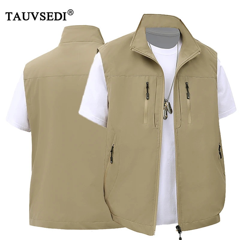 Men Outdoor Breathable Sleeveless Vest Mens Tactical Casual Fish Cargo Vests Coats Man Multi Pockets Work Cardigan Waistcoat 250614
