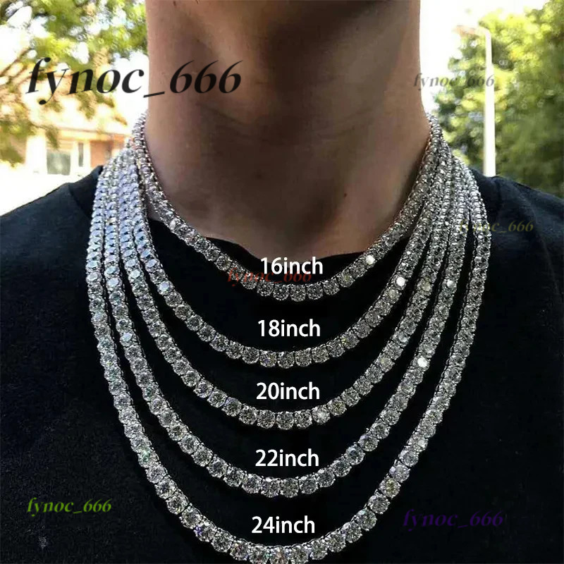 New Unisex Hip Hop Moissanite Tennis Chain for Women Original 925 Sterling Silver Gold Man Moissanite Bracelet Chain Hiphop