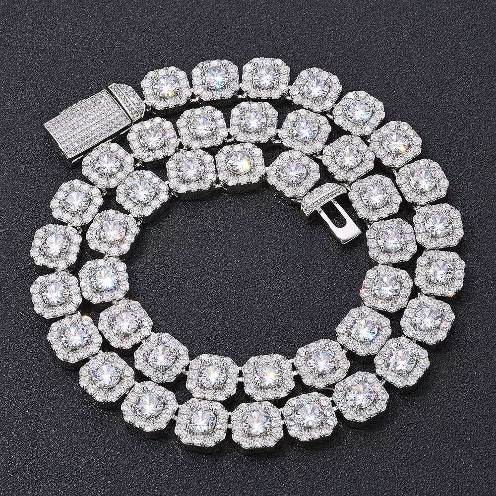 Hip Hop Moissanite High End Iced Out CZ Zircon Tennis Cuban Chain Anti Non Tarnish Free Fashion Jewelry Necklaces Men Wholesale