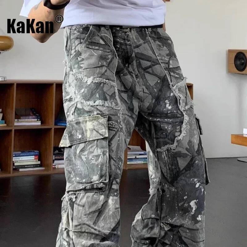 Kakan - European And American New Camouflage Multi Pocket For Men, High Street Hip-Hop Workwear Pants Long Jeans K27-79