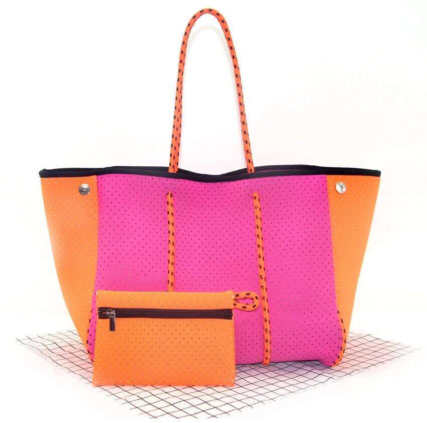 2024 Hotsale Large Fashion Tote Bag For Summer And Beach Pink High Quality Neoprene Women Handbag