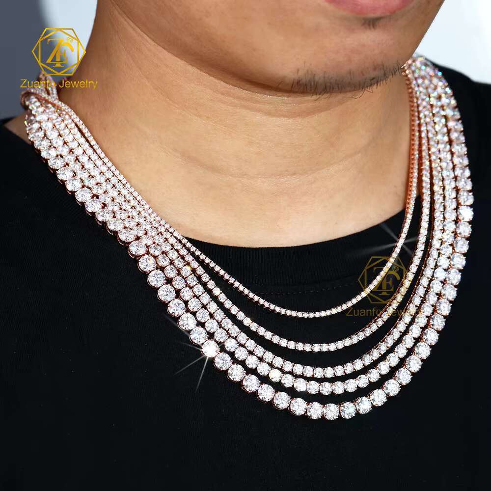 Luxury Jewelry HIpHop Popular 925Silver 2mm-6.5mm D VVS1 Moissanite Tennis Chain Necklace Bracelet for Men Women Gift Party