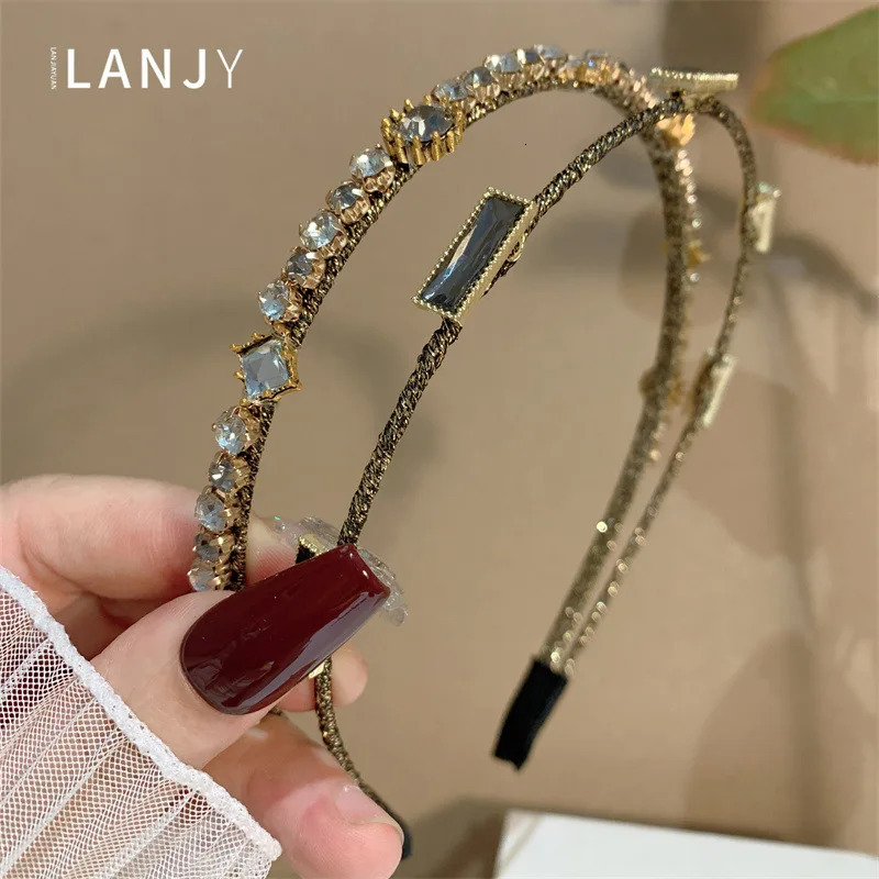 Heavy Industry womens hair accessories Super Flash Water Diamond Double layer headband Hair Hoop bands Hair Clip Crystal for w 250610