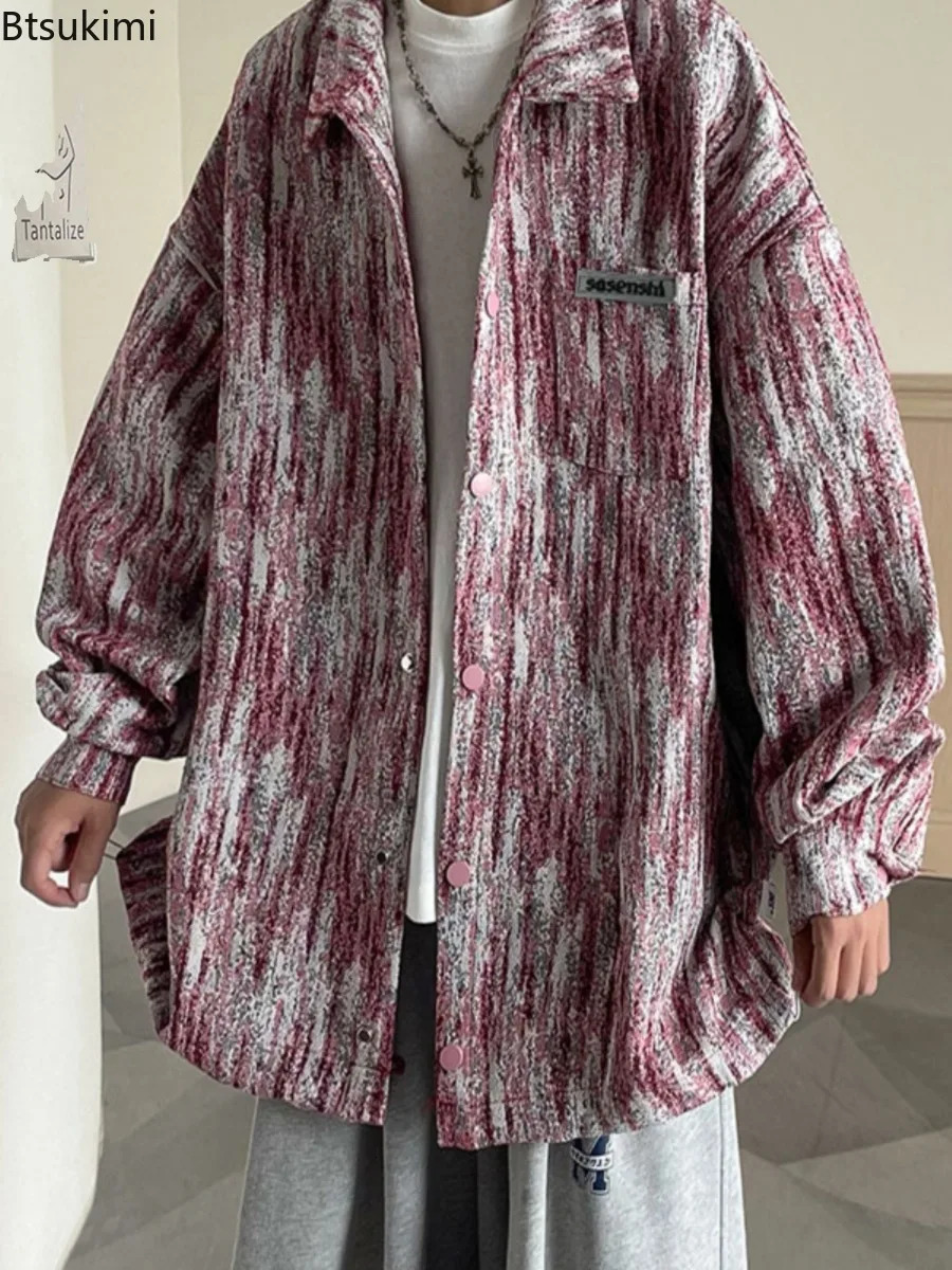 Spring Autumn Mens Denim Jackets Trend Tie Dye Cowboy Coats Loose Casual High Street Clothing Cool Jean Tops Youth Teen 250614