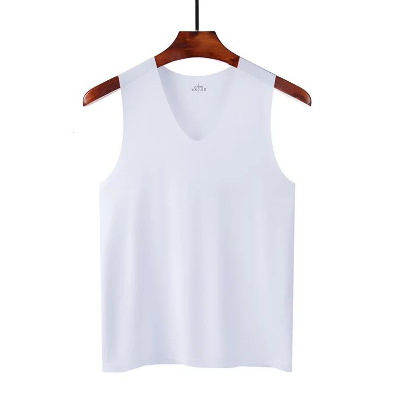 Summer Mens NonMarking Ice Silk Undershirt Slim Sports Fitness CrossBody Bottoming Sleeveless Breathable Comfortable 250609