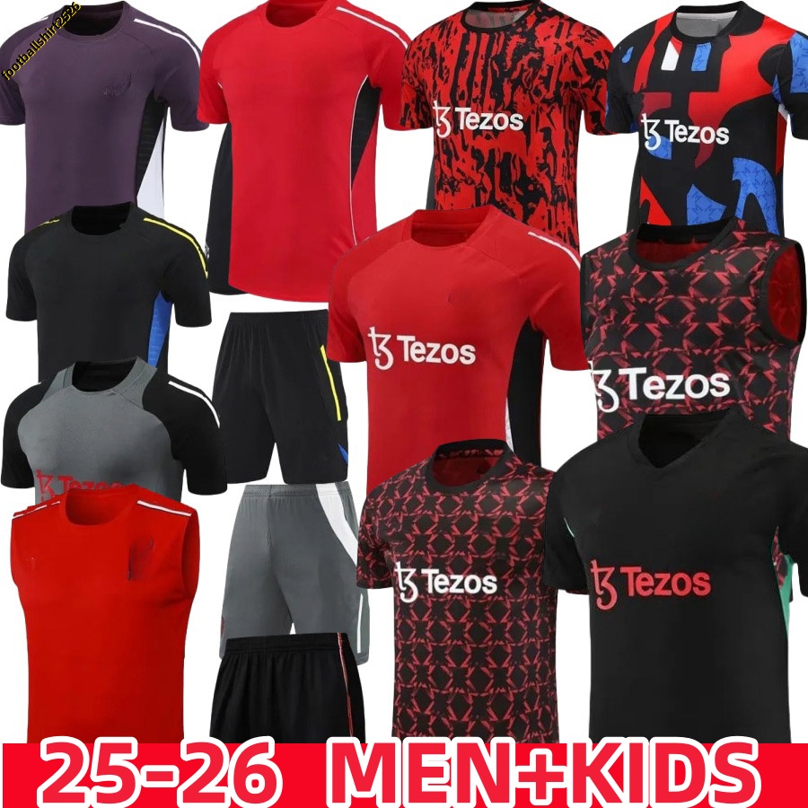 24 25 26 United Training clothesGARNACHO HOJLUND MARTINEZ YORO football shirt B. FERNANDES Football Training clothesmen kids kits MAINOO ZIRKZEE AMAD training