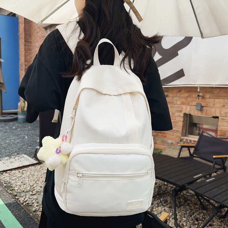Large Capacity Women, Korean Style, Waterproof, Versatile, Suitable for Middle and High School College Students, Simple Solid Color Backpack with Acad