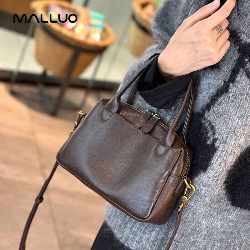 Women's Natural Cow Leather Handbag Ladies High Quality Shoulder Bag Female Fashion Retro Designer Cowhide Crossbody Bags