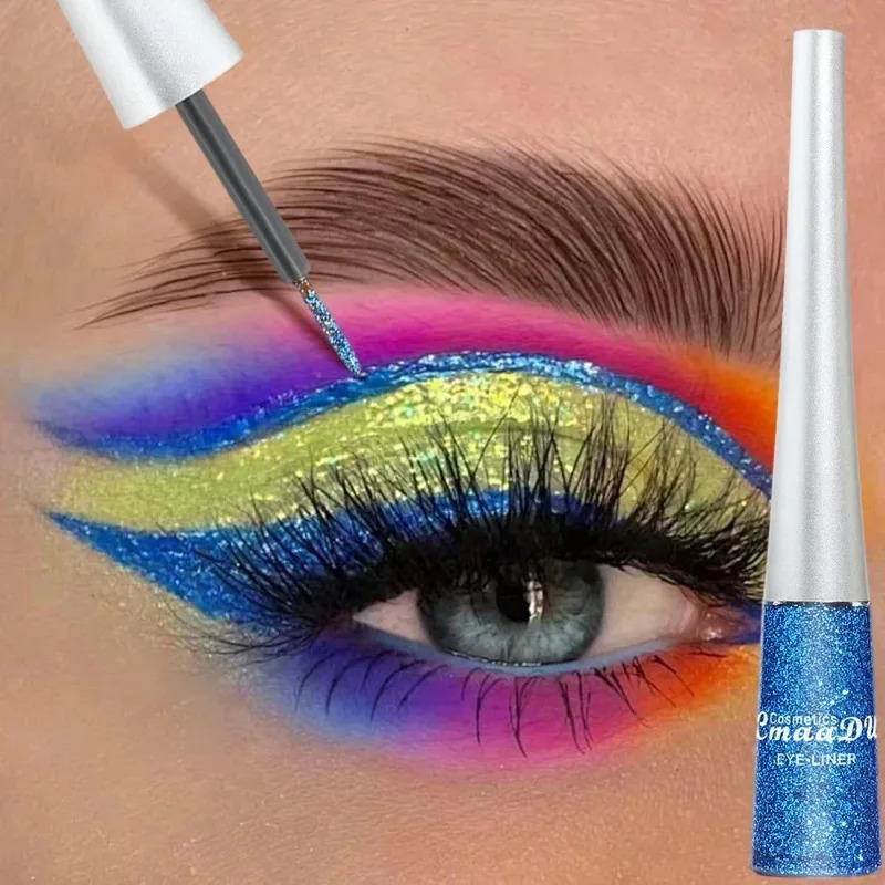 Colorful Eyeshadow Eyeliner Pencil Silver Gold Color Blue Liquid Eye Liner Eye Shadow Shining Sequins Makeup Beauty Cosmetics 250614