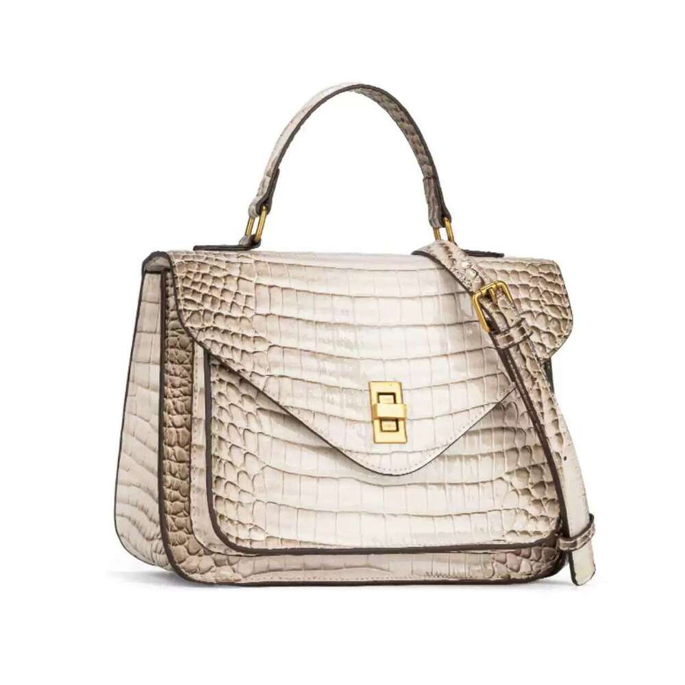 Pattern Genuine Crocodile Leather Handbag with Lock 2024 New High-end Fashion Versatile Shoulder Crossbody Bag