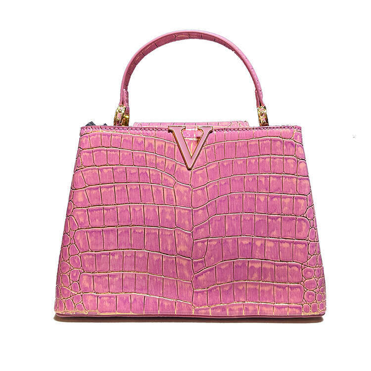 Designer Luxury Tote Small Square Pattern High-end Crocodile Handbag Commuter 2024 New Genuine Leather Women's Versatile Shoulder Crossbody Bag