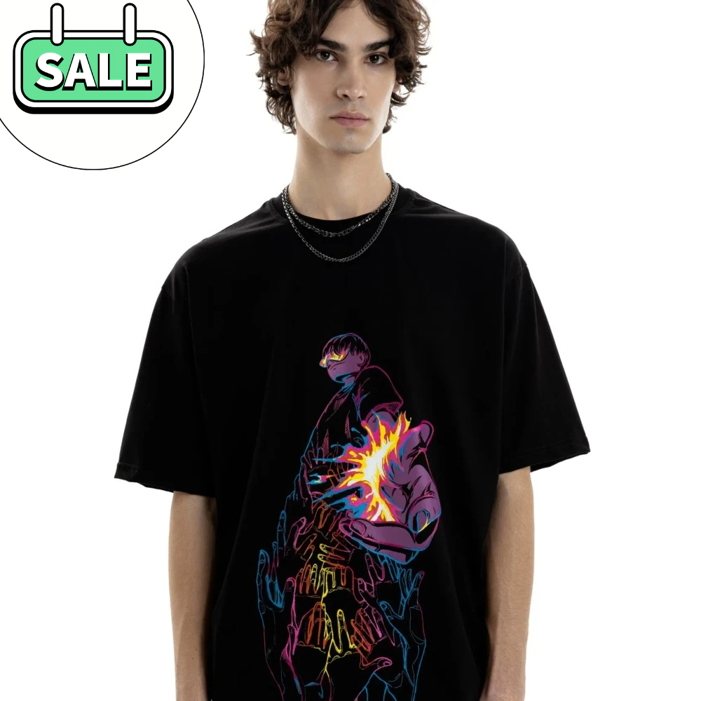 Oversize Men Clothing Cartoon Graphic Print Harajuku Short Slee Tshirt Cotton Y2k Suitable for Both Men and Women