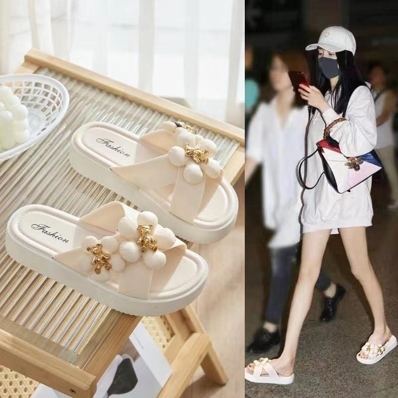 Women's Pearl Sandals Summer New Outdoor Fairy Style Thick soled Shoes Women's Beach Slippers Designer Sandals Women's Beach Sandals
