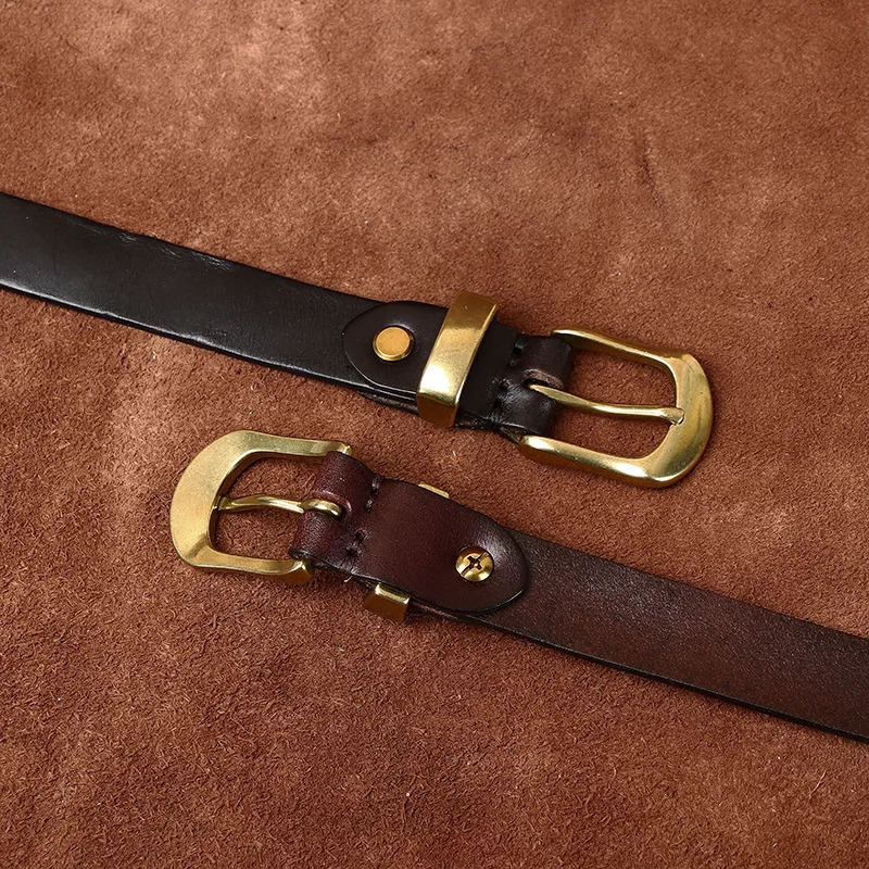 2.3CM Ladies Pure Cowhide High Quality Genuine Leather Belts for Women Needle Buckle Jeans Cowboy Waist Belt 250610