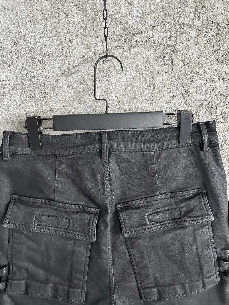 Men's Shorts Owen Seak Men Short Oil Wax Denim Jeans Casual Harem Cotton Gothic Clothing Summer Loose Black Size XL