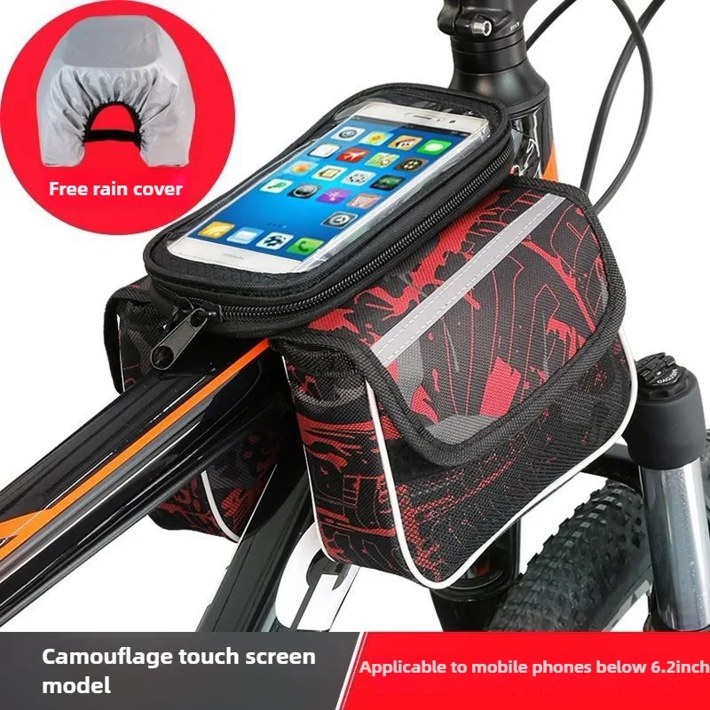 Bicycle Top Front Tube Frame Bag with 6 inches Touch-Sensitive Phone Window-Fully Waterproof Handlebar Bag for MTB Road Bike 250610