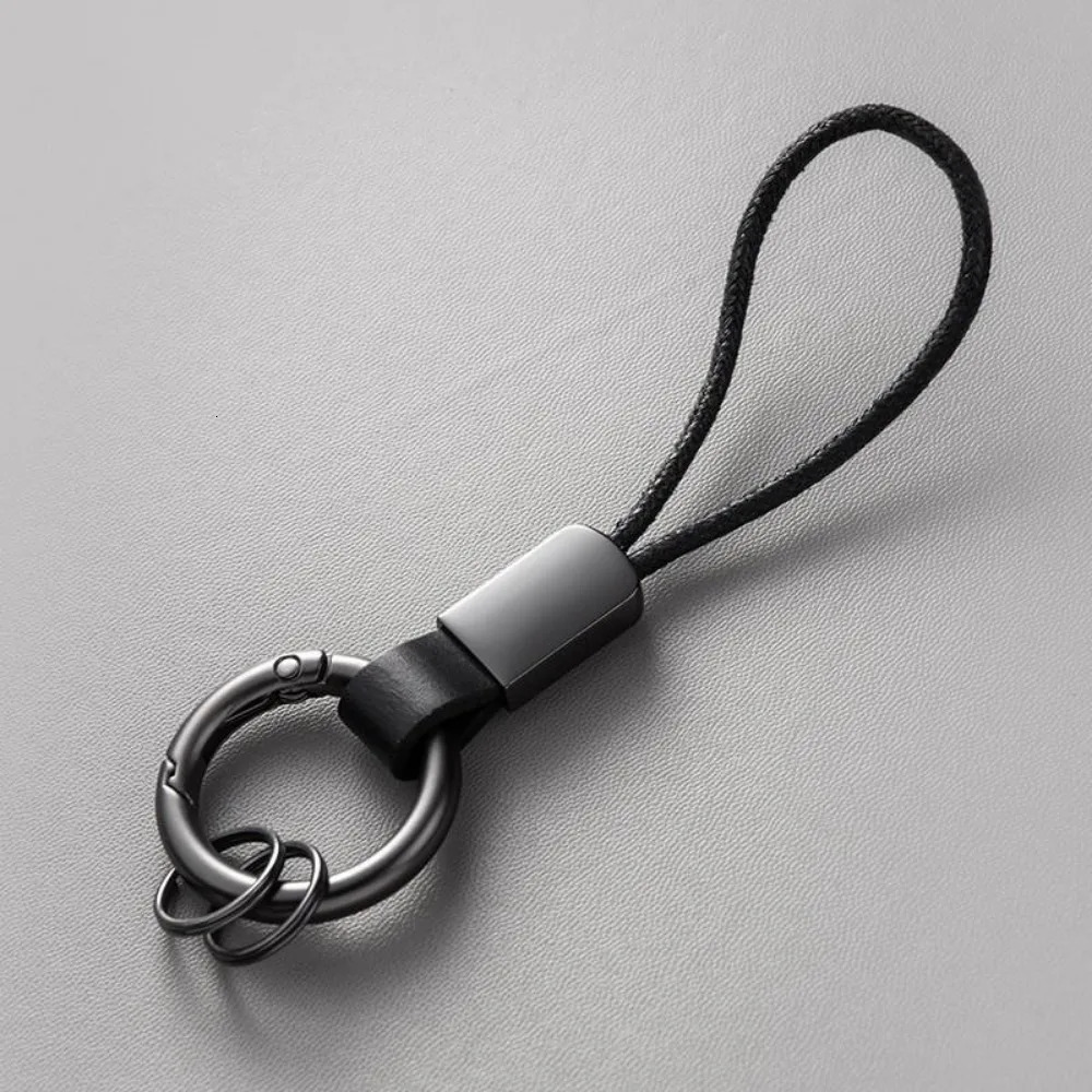 Genuine Leather Key Chains for Men Women Car Keychain Lanyard Cotton Rope Strap Metal Keyring Gift Trendy Holder 250606