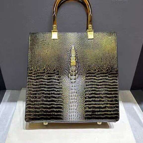 Leather High-end Luxury Genuine Crocodile Pattern Handbag Tote for Women 2024 New Single Shoulder Crossbody Bag