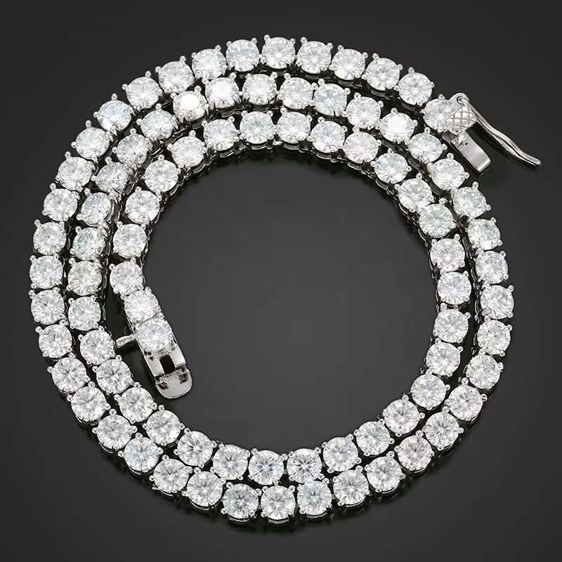 Wholesale 925 Sterling Silver Iced Out 3-5mm DEF Color VVS Moissanite Diamond Necklace Mens Tennis Chain Hiphop Jewelry